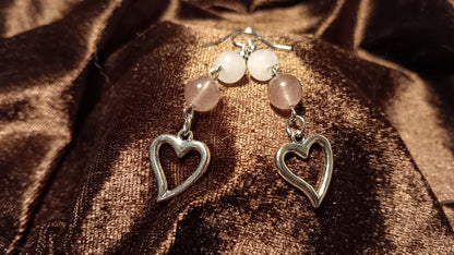 Ohrringe mit Rosenquarz & Erdbeerquarz