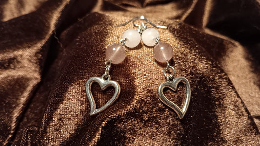 Ohrringe mit Rosenquarz & Erdbeerquarz