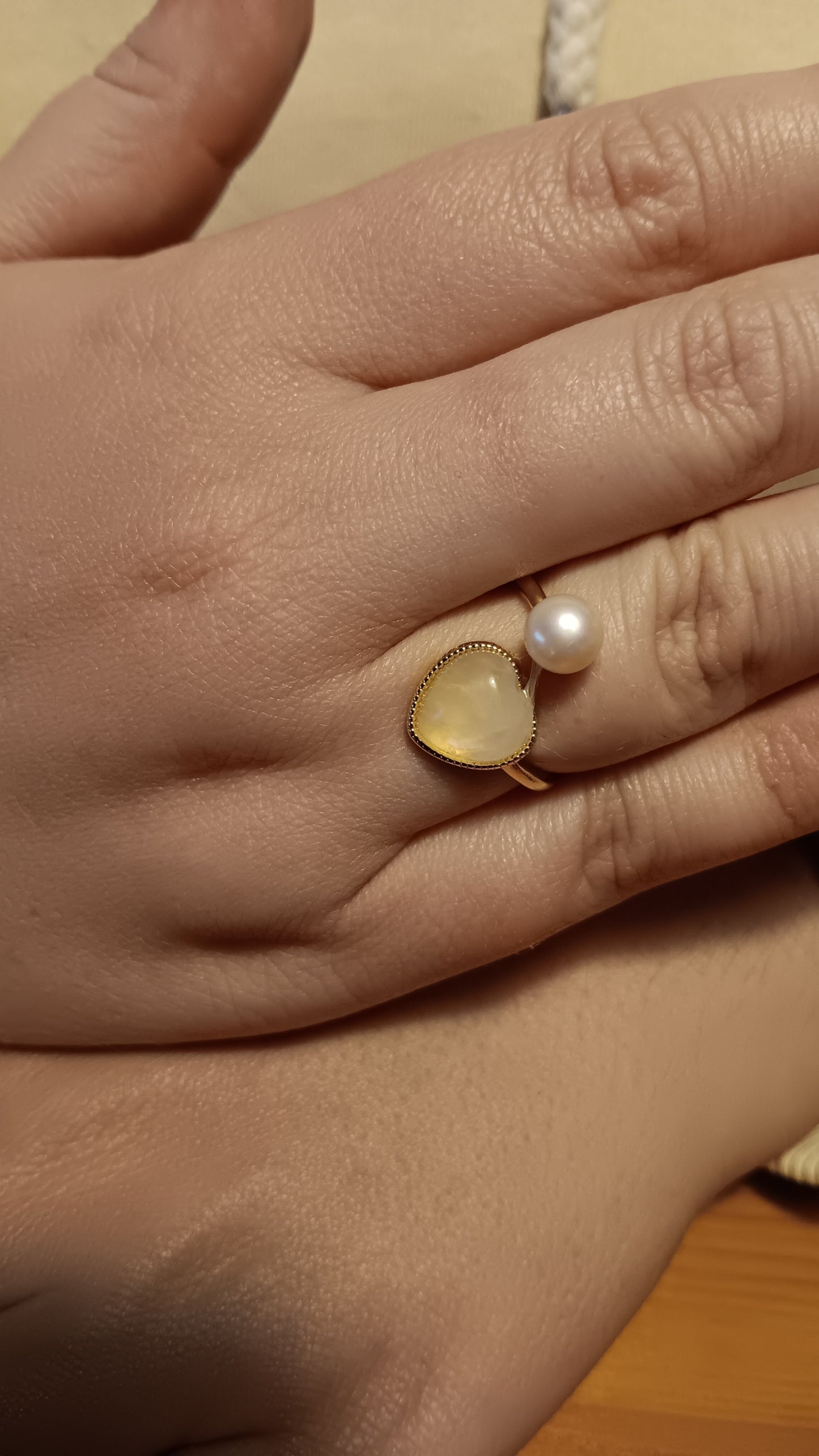 Ring mit Perle & Rosenquarz