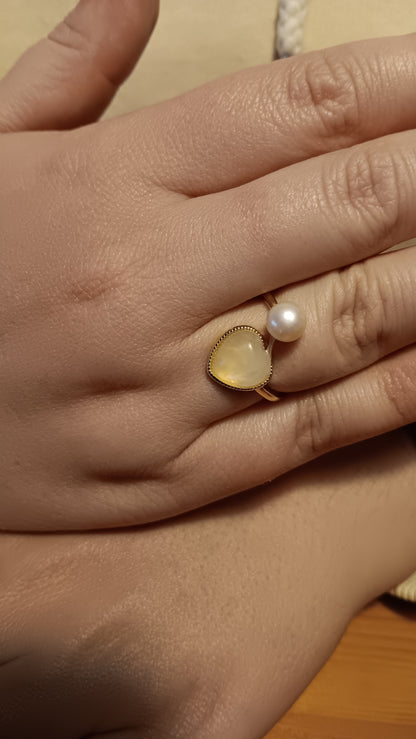 Ring mit Perle & Rosenquarz