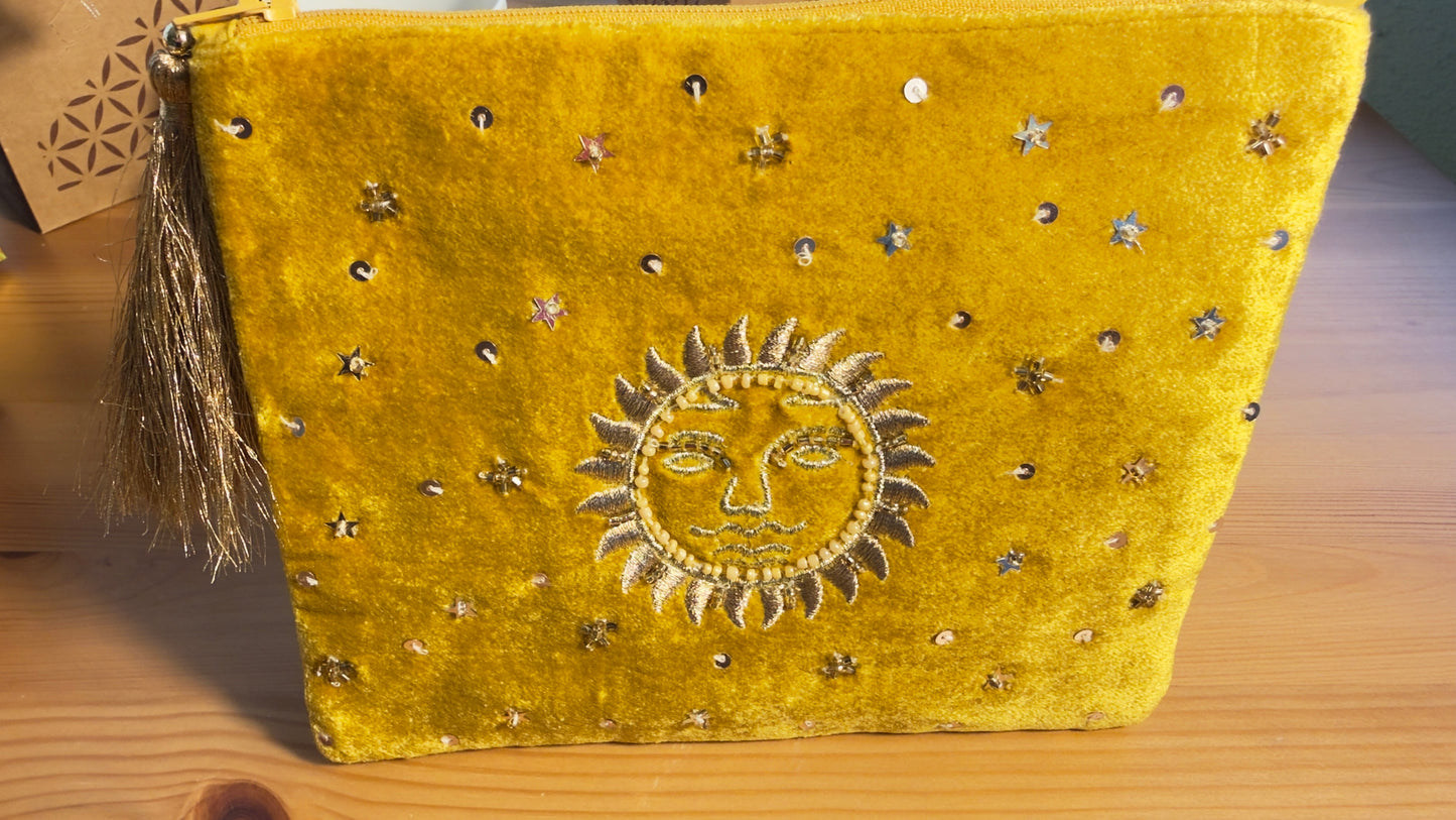 Samttasche mit Reißverschluss - Sonne