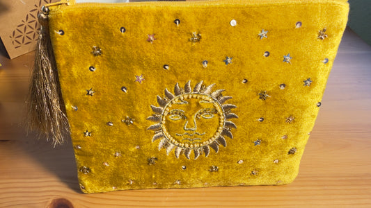 Samttasche mit Reißverschluss - Sonne